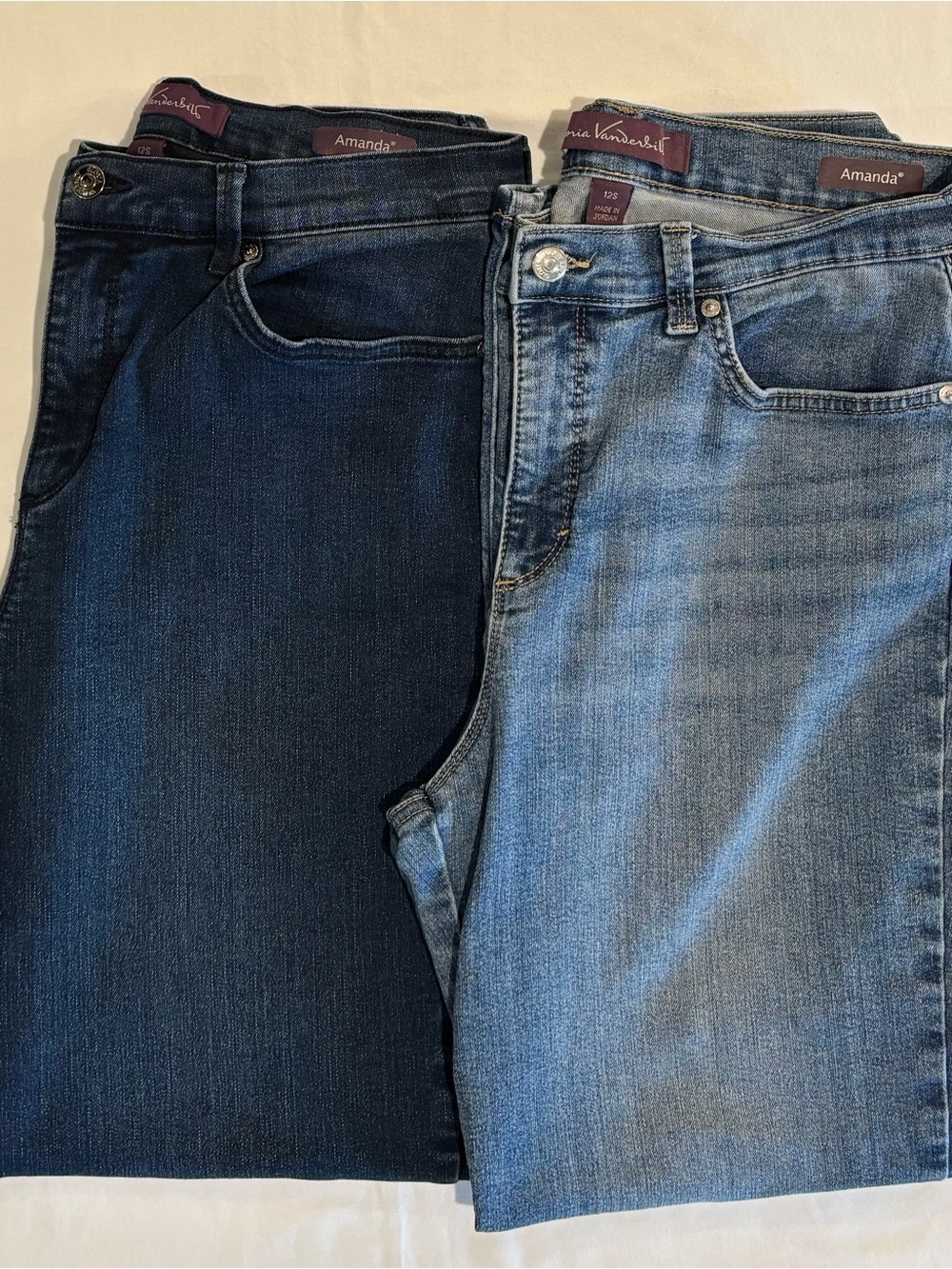 Set of 2 Gloria Vanderbilt 'Amanda' Straight Leg Stretch Jeans Sz 12 Short (12S)